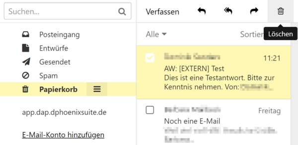 E-Mail endgültig löschen