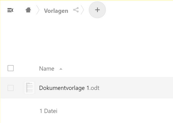 Eine Vorlage für Dokumente wurde im Vorlagenordner abgelegt.