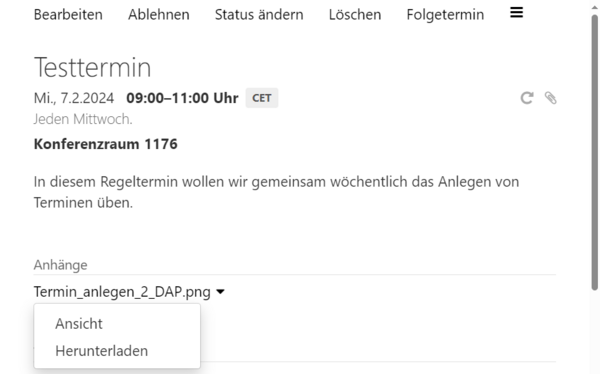 Terminanhänge ansehen oder herunterladen (Detailansicht)