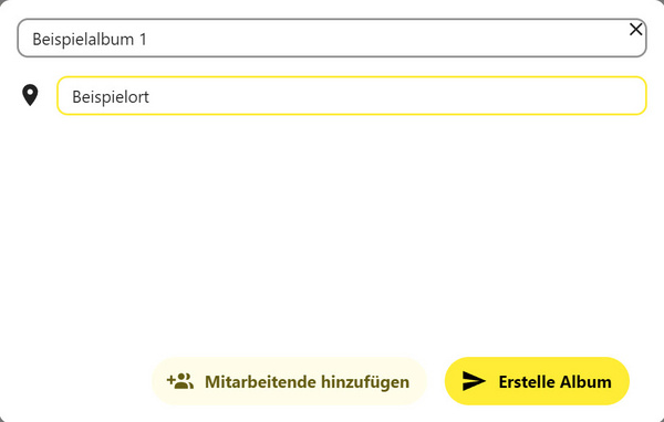 Namen und Ort des Albums eingeben
