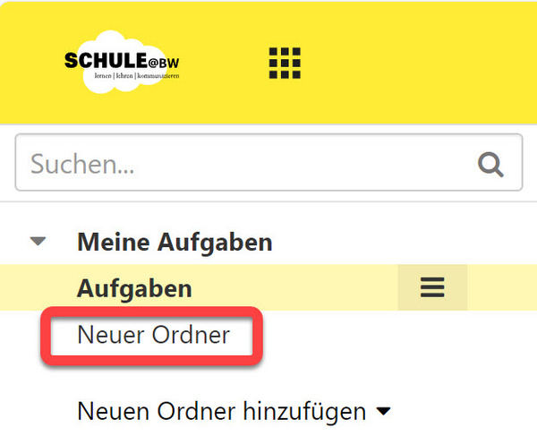 Der neue Ordner ist nun in der Ordnerliste zu sehen.