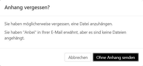 Die Warnmeldung "Anhang vergessen"