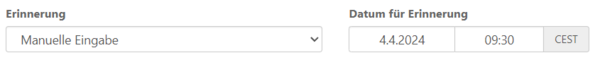 Manuelle Eingabe bei Datum für Erinnerung