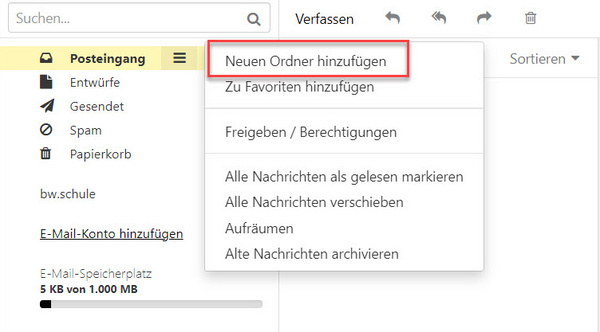 Neuen Ordner hinzufügen
