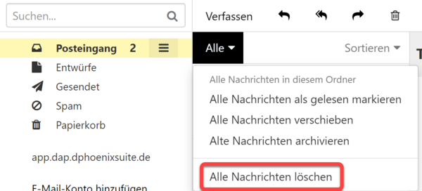 Alle Nachrichten löschen (E-Mail-Liste)