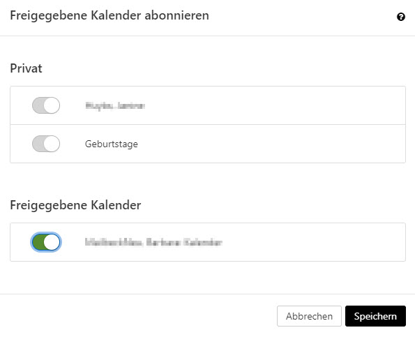 Freigegebene Kalender abonnieren