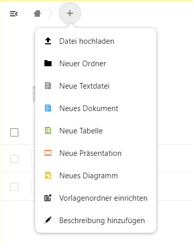 Dateien Dropdown-Menü