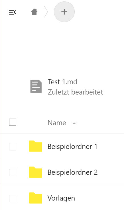 Der soeben erstellte Vorlagenordner taucht in der Liste auf