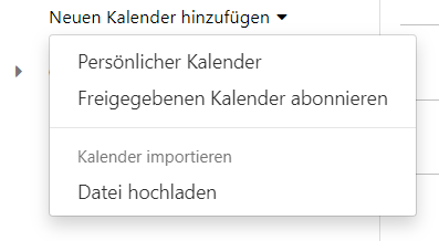 Auswahl der Kalenderart