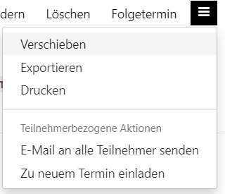 "Weitere Aktionen" Menü