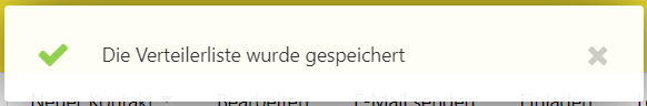 Verteilerliste-Erfolgsmeldung