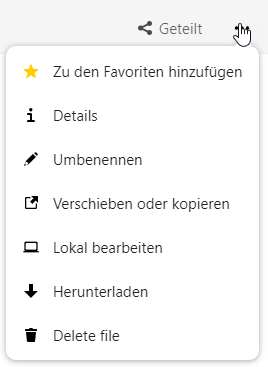 Datenspeicher-dreipunktemenü-details